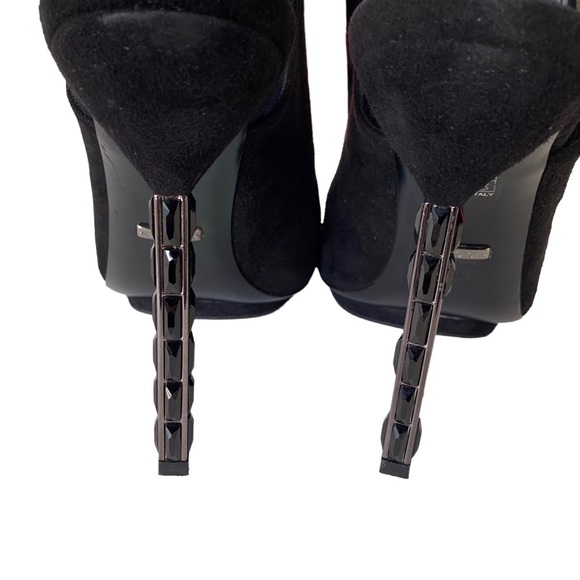 GUCCI BLACK SUEDE SLINGBACK OPEN TOE PUMPS - Picture 11 of 16